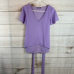 Shein Purple Hi-Low Short Sleeve Blouse Size XS